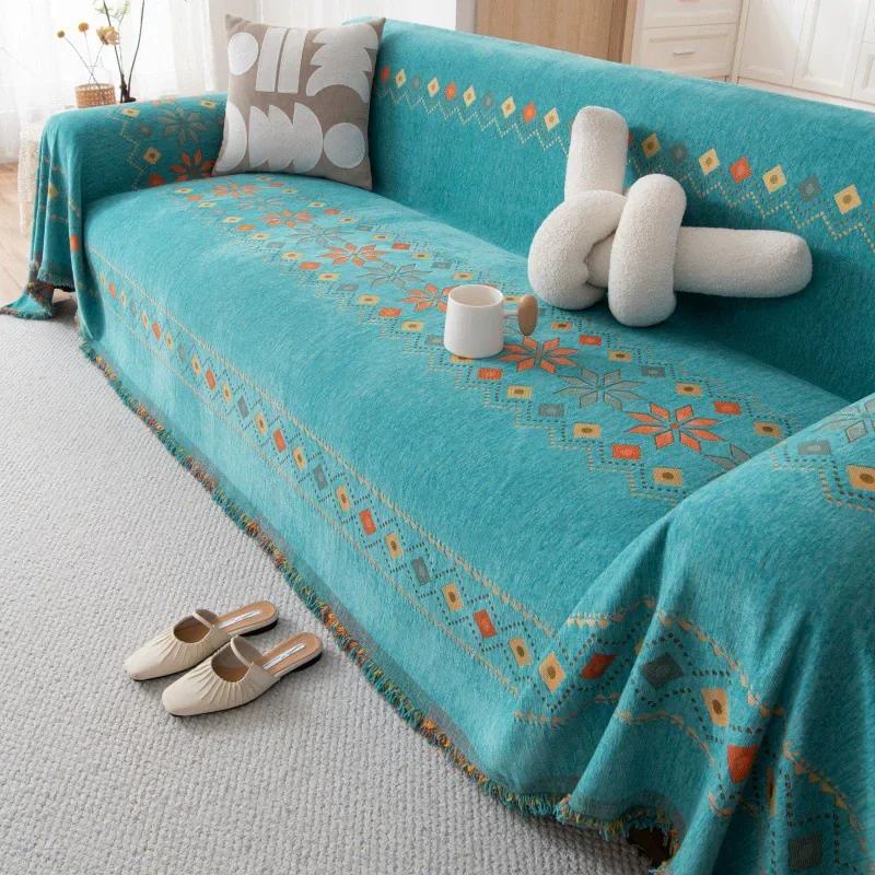 Bohemian Sofa Cover Cloth 2025 New All Seasons Universal Chenille Anti-cat Scratch Cushion Non-slip Full Cover Towel