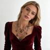 Pack of 3 Necklaces Retro Floral Heart Design Layering Style Lightweight Metal Construction for Daily Accessory