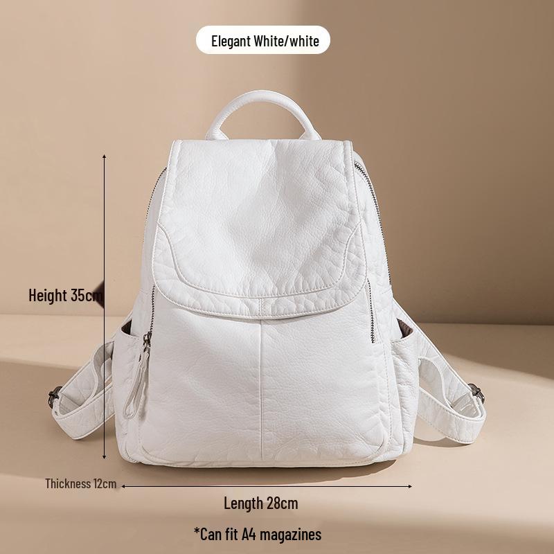 

Жіночий Великий М який Шкіряний Рюкзак - Повсякденний Дорожній та Студентський Сумка