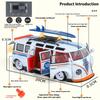 1/24 Volkswagen T1 Bus Gulf Oil Martini Low Ride Wide Body Modifiziert Legierung Metall Diecast Modellauto Sound & Licht Hobby Geschenke Junge