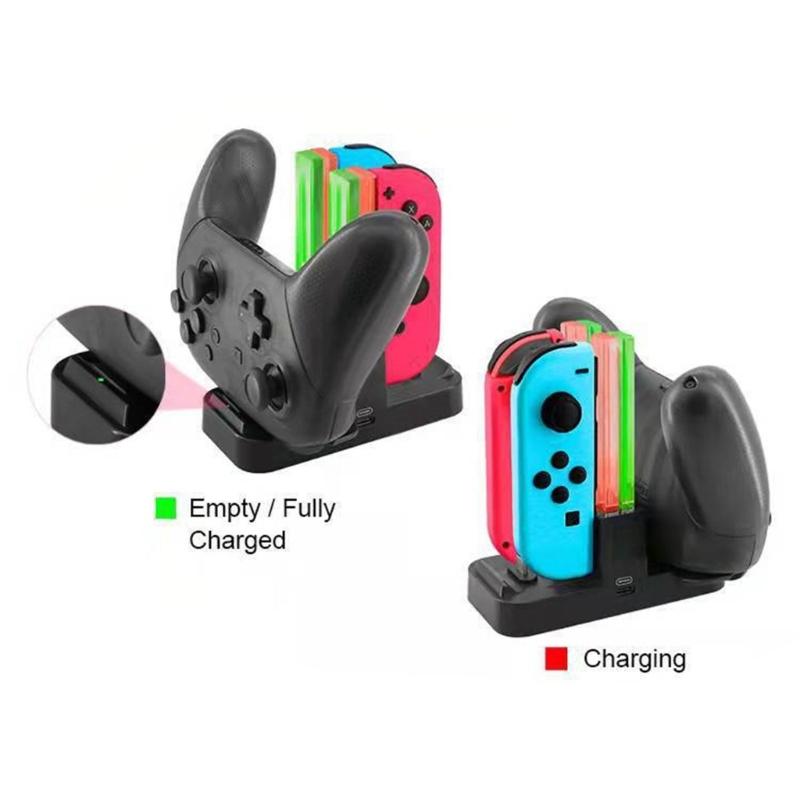 4 In 1 Charger Dock Stand with Light Bar Portable Type-C Charging Dock Cradle Station for Gaming Controller