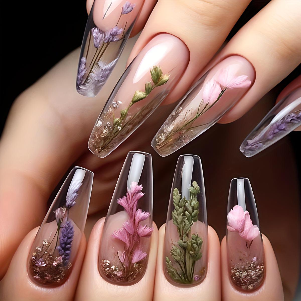 Clear Taro Purple Seaweed Nail Art Stickers