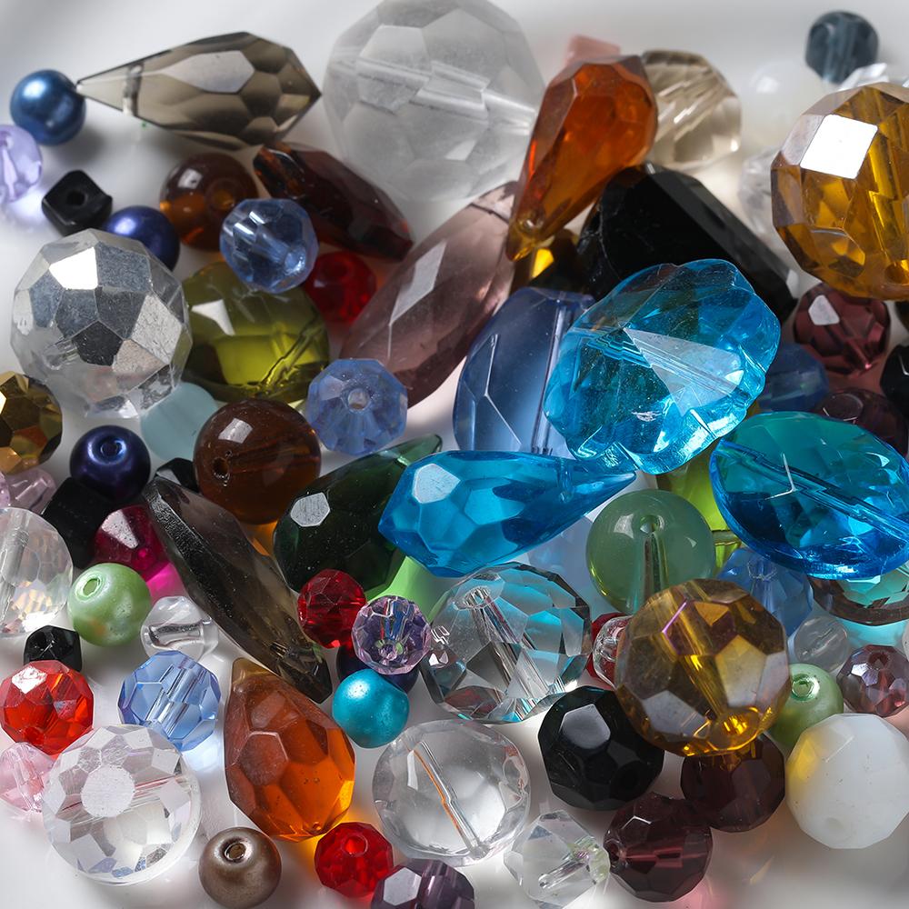 45g Glass Mixed Style Faceted Beads Colored Spacer Loose Beads for DIY Crafts Necklace Bracelet Charms Jewelry Making Findings