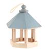 Outdoor Wooden Birds House Shaped Feeder Food Container with Hang Rope for Garden Park