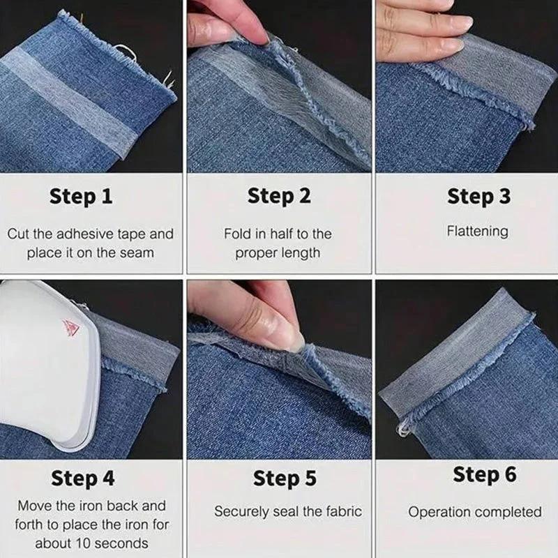 1 Roll 64M Non-woven Double-side Interlining Adhesive Fabric Cloth Apparel Iron On Hem Tape Edge Shorten Pants DIY Sewing Tool