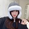 Retro Thickened Ear Protective Hat Windproof Plush Cycling Hat Korean Style Big Head Circumference Women Hat Ladies