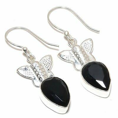 

Natural Black Spinel Gemstone 925 Sterling Silver Gift Earring 1.65 t3w75