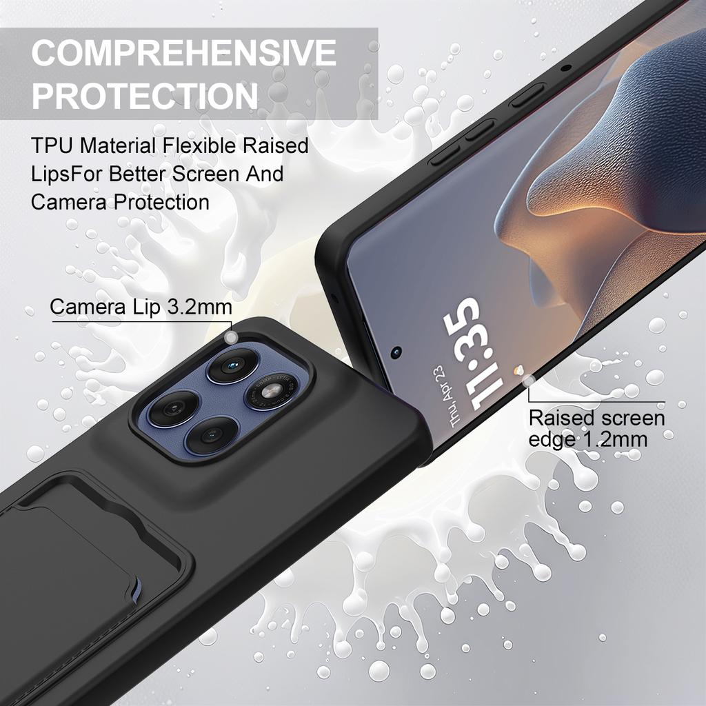 For Motorola Edge 60s 5G/Motorola Edge 60 Fusion 5G/Motorola Edge 60 5G Liquid Silicone Case Phone Back Cover with Card Holder and Short Strap