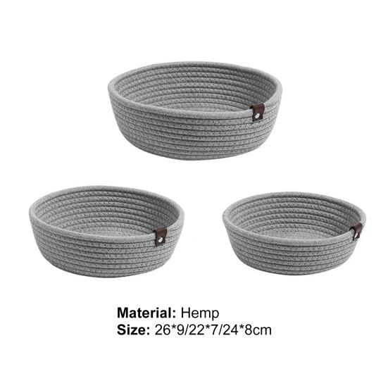 1 Set Breathable Woven Storage Basket with Handle Flax Eco-friendly Woven Storage Box for Bedroom