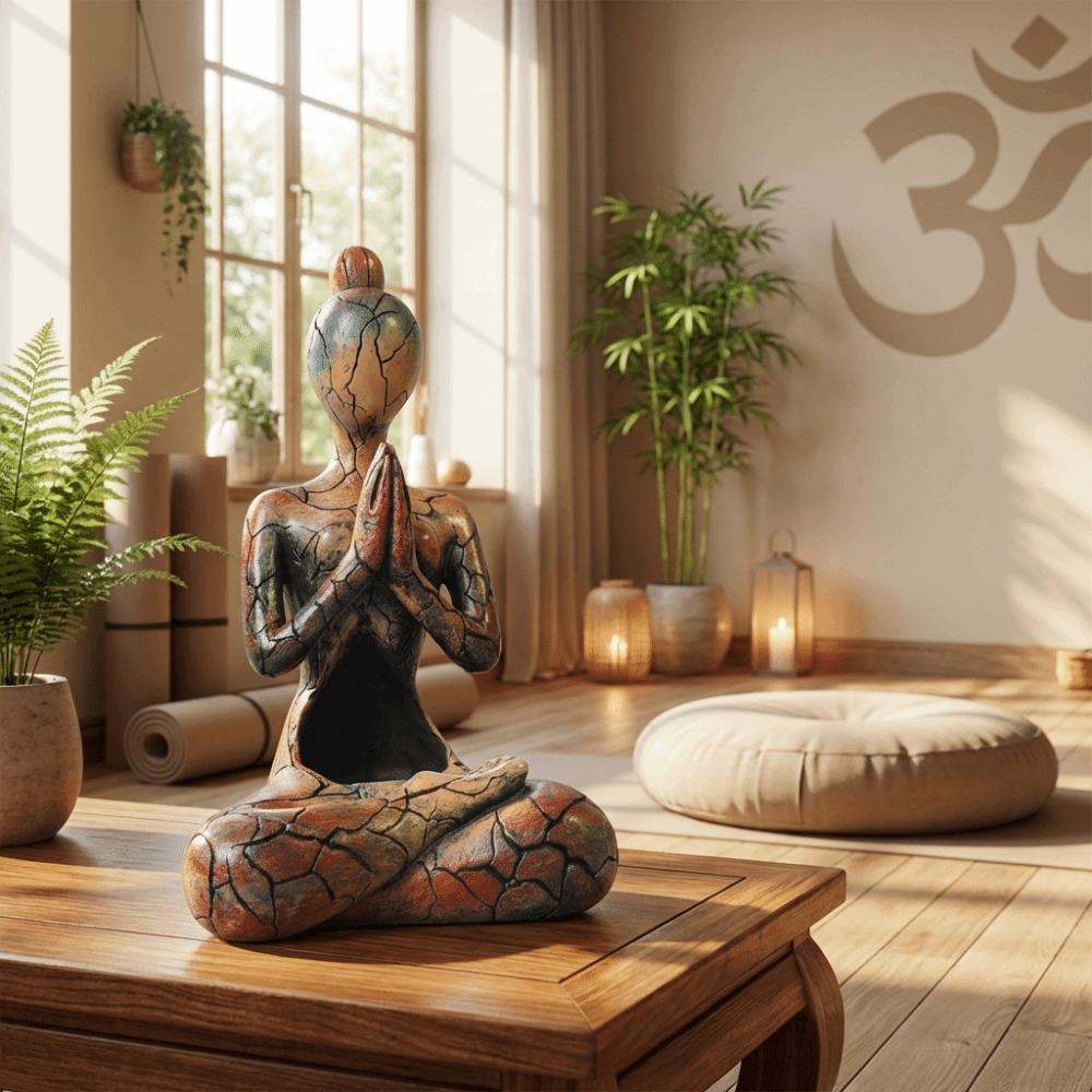Figur Abstrakte Meditationsskulptur Sitzende Frau Dekorative Zen-Kerzenhalter Harz Yoga-Statue Schreibtisch