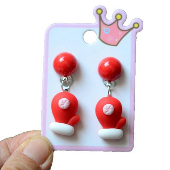 Colorful Acrylic Santa Claus Cartoon Earrings – Parent-Child Style Clips