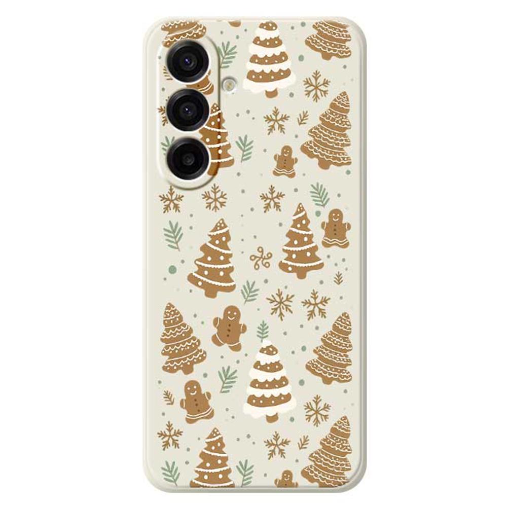 For Samsung Galaxy A17 5G Case Brown Christmas Tree Gingerbread Pattern Printing Straight Edge TPU Phone Back Cover