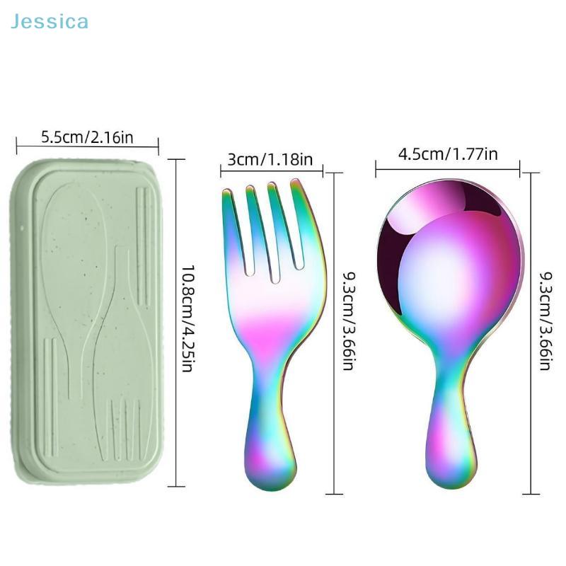 Stainless Steel Short Handle Mini Spoon Fork Tableware Set For Lunch Hiking Camp Cooking Supplies