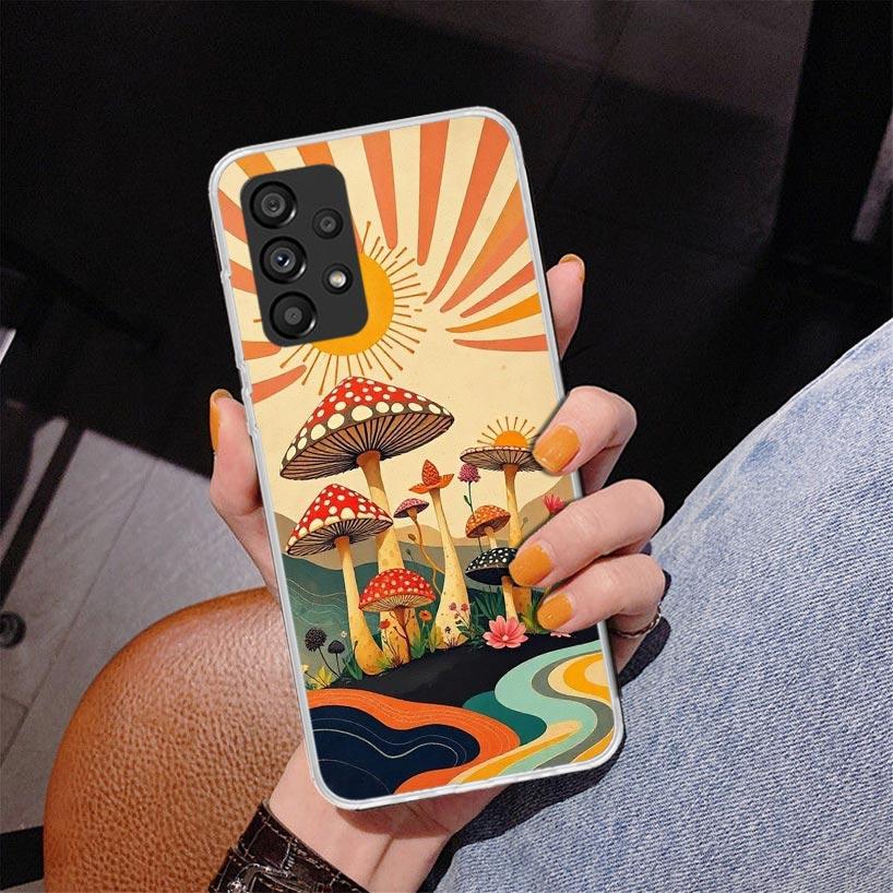 Boho Hippy Mushroom Sunrise Phone Case For Samsung Galaxy A52 A32 A22 A12 A51 A31 A50S A30S A20S A10S Note 20 Ultra 10 Plus S10