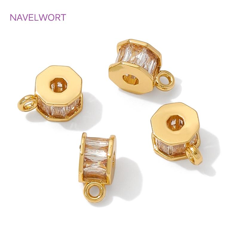 18K Gold Plated Inlaid Zircon Tube Pendant Bail Brass Pendant Connectors Bail Clasps For DIY Necklace Jewelry Making Accessories