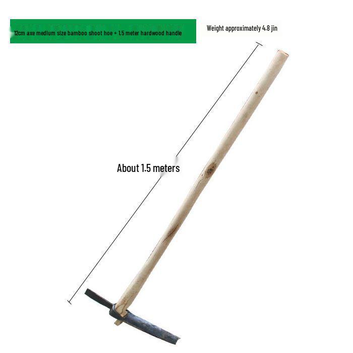Long Wooden Garden Hoe: Multi-Purpose Tool for Raking, Weeding, Digging, and Planting in Mountainous Terrain.