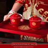 Red Wedding Tea Set: Teacups, Bowls, Chopsticks for Toasting & Dowry