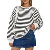 Sweat-shirt ample à col rond rayé coloré d'automne et d'hiver pour femmes