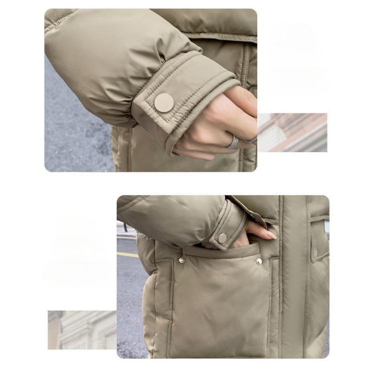 Μείνετε ζεστή και κομψή τον χειμώνα με αυτό το γυναικείο παλτό με κουκούλα μεσαίου μήκους σε κορεατικό στυλ.