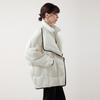 ELLE Basic Large Lapel Duck Down Color Block Oversized Fashion Design Casual Loose Versatile Puffer Long Sleeve Down Jacket Women outerwear EY53307
