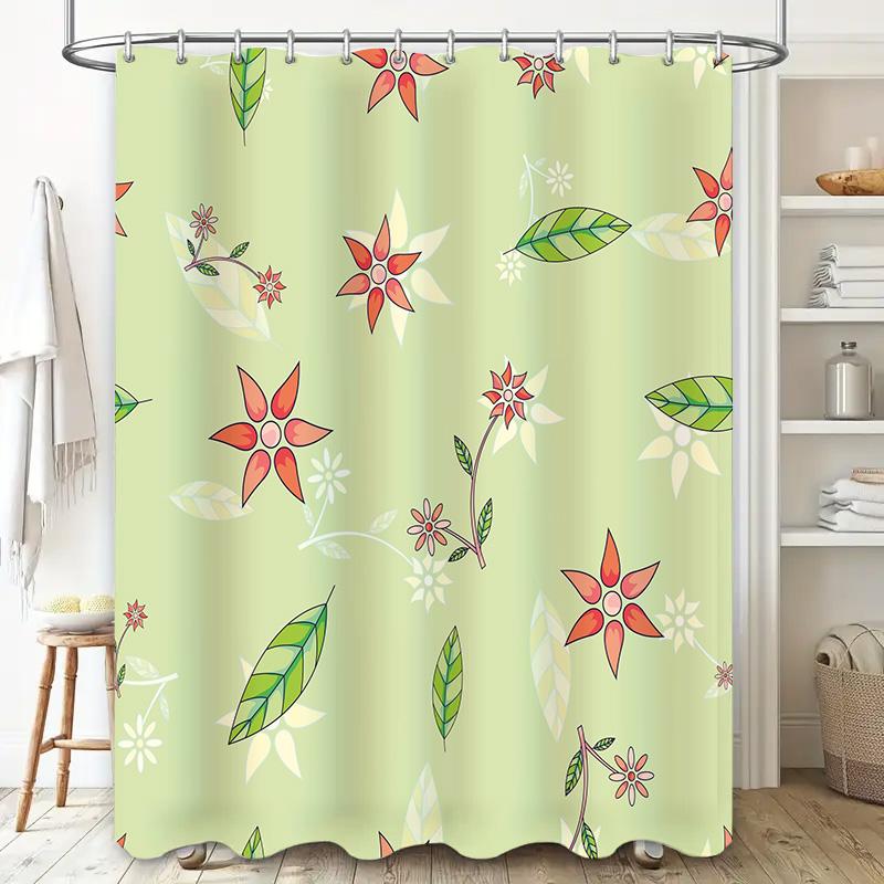 Brighten Your Bathroom with a SplashFloral Shower Curtain in Green Palette with Leaves Petals Perfect for Home Decor #KitchenHo