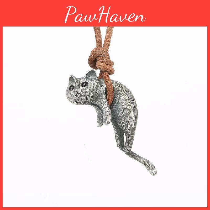 Vintage Cat Pendant Necklace In Pure S925 Silver Perfect Gift For Cat Lovers 83 Characters