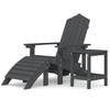Vidaxl Adirondack Chair With Footrest And Table, HDPE, Anthracite