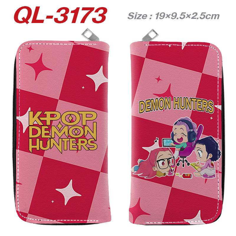 Portafoglio Lungo con Zip KPop Demon Hunters in Pelle PU Portamonete Cartone Animato per Donna Porta Carte Multipli Rosa