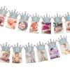 1st Baby Birthday Party Glitter Crown Monthly Photo Banner 1-12 Months Garland