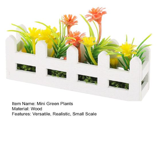 Mini Flower Bed Planter 1:12 Scale Miniature Wooden Fence Flower Pot Set Handcrafted Picket Fencing Planters for Doll Houses Garden Village
