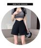 2024 Women's Grey High-Waist A-line Summer Shorts - Slimming, Casual, Versatile Wide-Leg Design