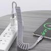 90° USB-C to type C Coiled Charger Cable Retractable Fast Charging Braided Cord for iPhone 17/16/15 Samsung Galaxy S25 S24