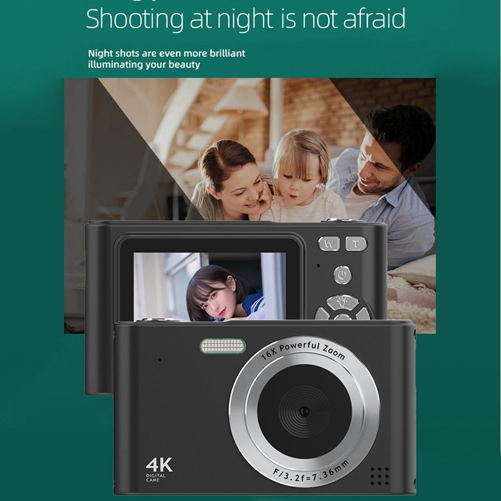 4K Digital Camera Camcorder 48MP Digital Video Camera 2.4 Inch Screen 16X Digital Zoom Anti Shake Face Detection Beauty