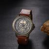 Men's Punk Skull Watch with Genuine Leather Strap: Skeleton Skull Antique Leather Watch with Waterproof Analog Quartz Movement, Gothic Accessory -