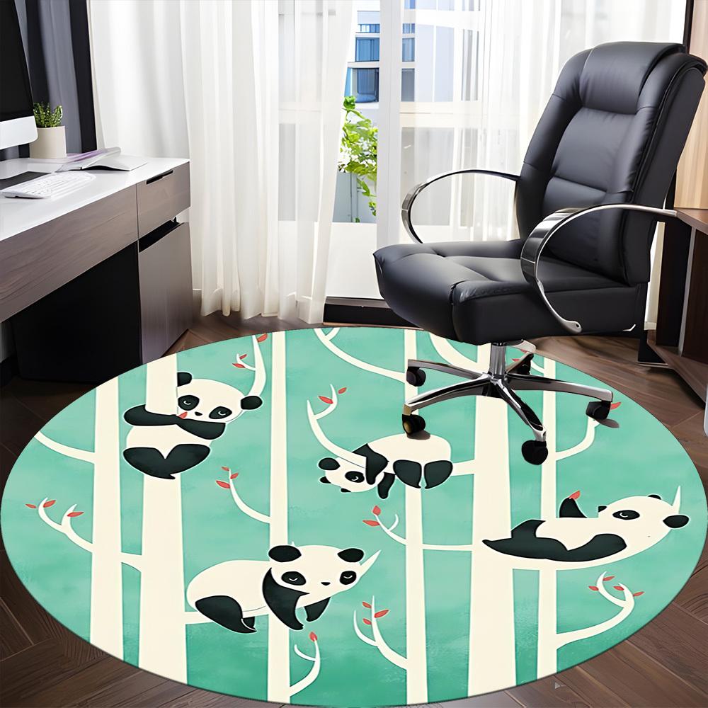 1pc Panda Forest Office Round Area Rug, Indoor Mat Suitable ForOffice, Under Office Chairs Bedroom Living Room Home Decor, D138