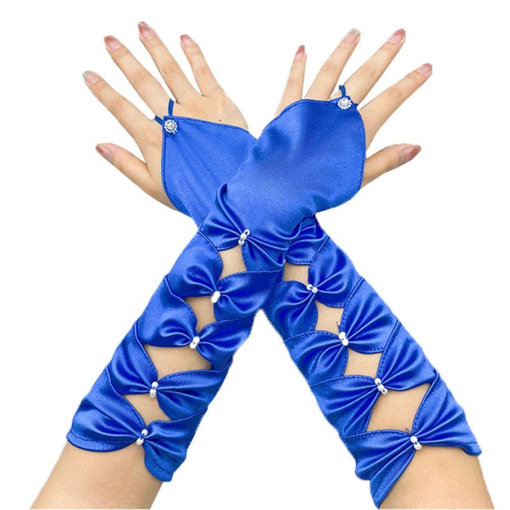 Arm Warmer Party Formal Gloves Bow Full Finger Gloves Temperament Women Long Gloves  Women