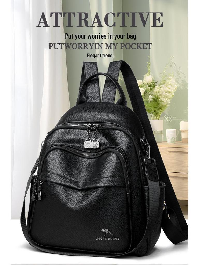 2024 Women's Fashion Large Capacity Leather Backpack & Shoulder Bag