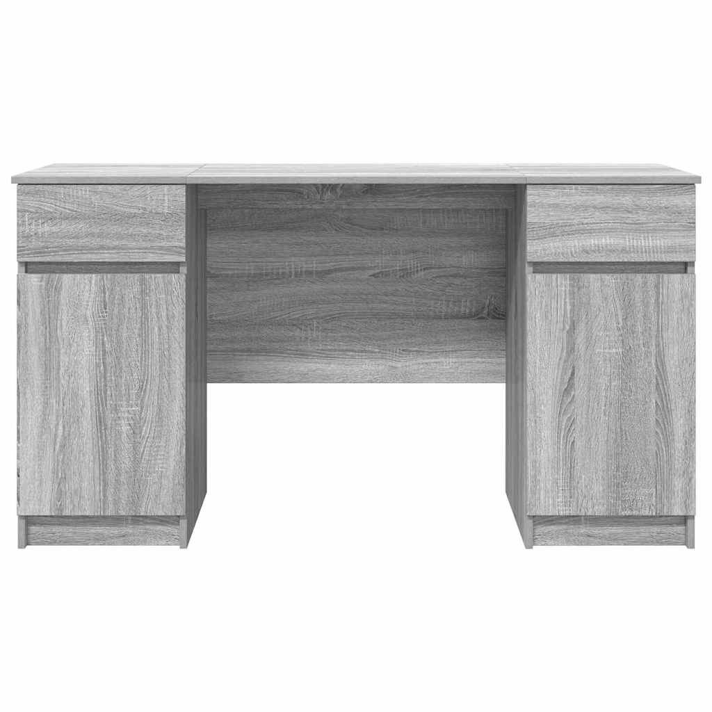 Desk with Door Grey Sonoma 140 x 49 x 76 cm Engineered Wood