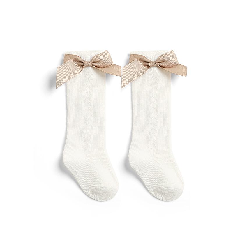 Toddler Baby Girls Knee Hight Stocking Cotton Socks 0-7Years Solid Color Bowknot Thin Spring Summer