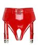 Womens 2Pcs Lingerie Set Wet Look Patent Leather Bra with Panties Teddy Bikini Underwear