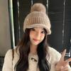 Fashion Thickened Knitted Ball Hat Ear Protection Keep Warm Winter Hats Fleece Lined Solid Color Baseball Cap Autumn