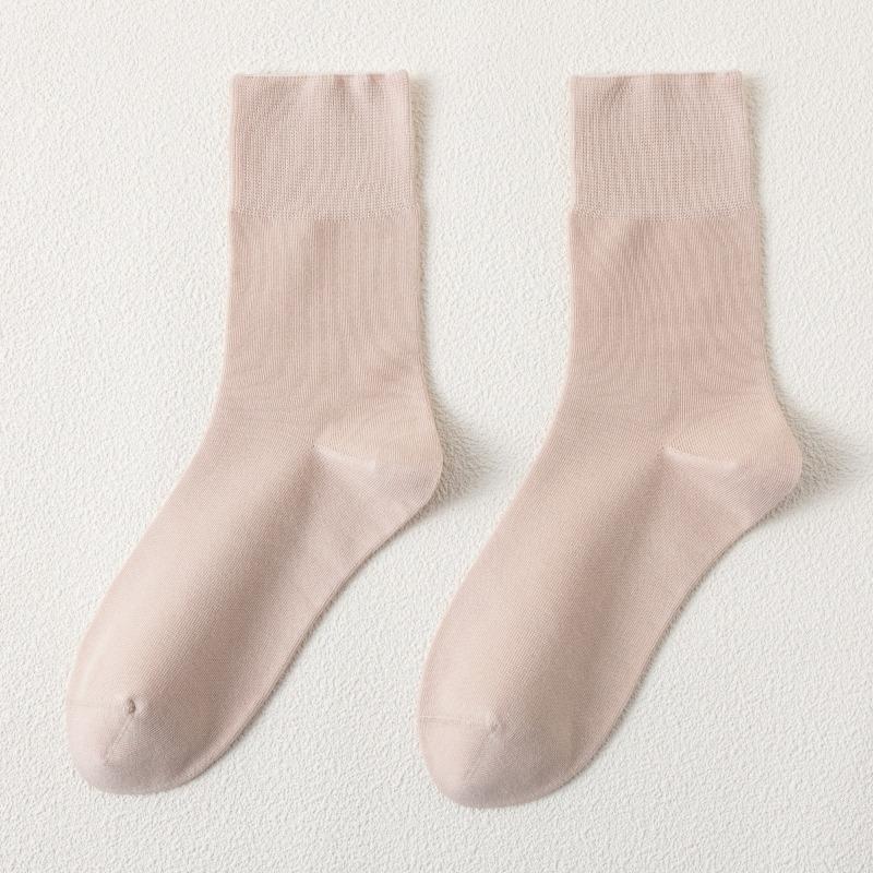 Female Spring and Summer Thin Cotton Pure Color Deodorizing Sweat Absorption Anti Pilling All Go Boneless Tube Socks