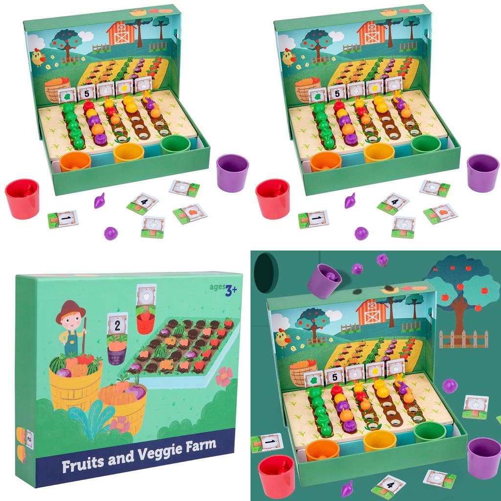 Wooden Fruit Vegetable Farm Color Recognition Educational Toy For Kids Preschool Learning