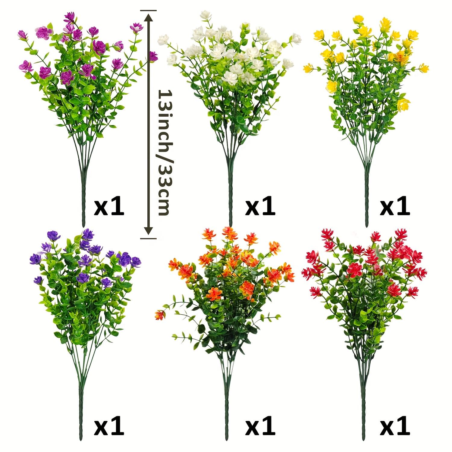

6 Bundles of UV Resistant Artificial Flowers - Vibrant Eucalyptus & Blooms, Lifelike Faux Greenery for Indoor/Outdoor Decor, No Container Included 6pcs разноцветный