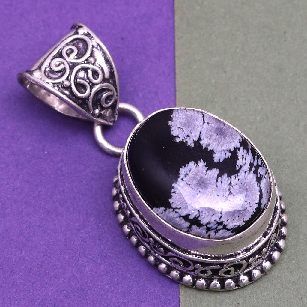 Schneeflocke-Edelstein, Unisex-Geschenk für Damen, Silberschmuck-Anhänger, 3,8 cm