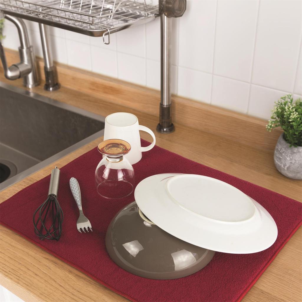 DISH DRAINER 48x40cm MICROFIBER Red