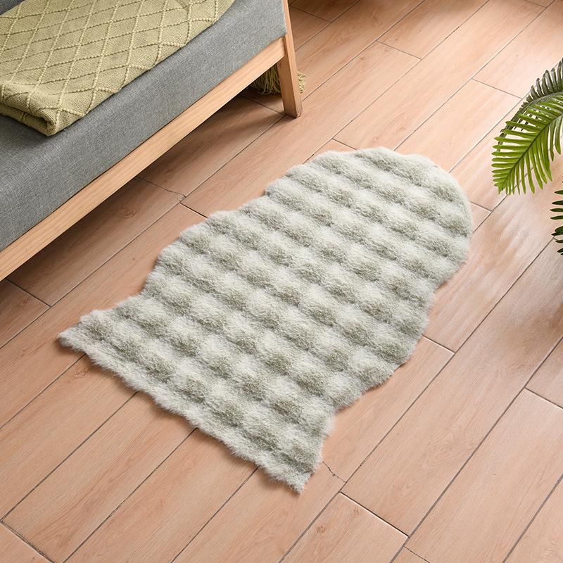 

Ковер с пузырьковым ворсом Неправильной формы Ковер для гостиной Спальни Прикроватный коврик Простой Современный Дом Утолщенный ковер 60x100cm зелёный