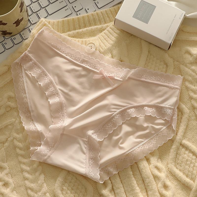 

Женские сексуальные кружевные трусики Ice Silk бесшовные трусики нижнее белье дышащее быстросохнущее нижнее белье M-XL XL розовый