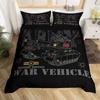 Cartoon Tank Duvet Cover War Theme Bedding Set For Kids Boys Man Soldier Camouflage Army Acting Polyester Comforter Cover King