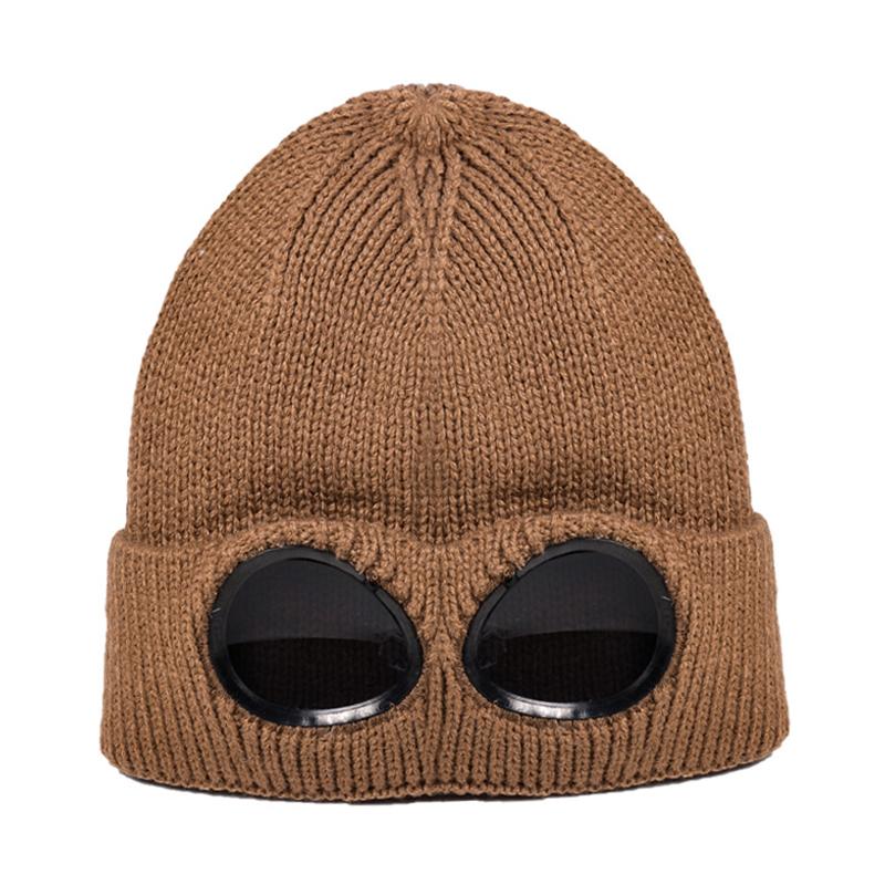 

Унисекс Зимняя Осенняя Модная Оправа для Очков Декорированная Летная Вязаная Шапка Теплая Шерстяная Шапка Coffee